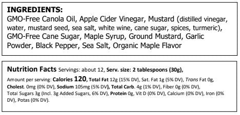 Image of Truly Natural Maple Cream Mustard Dressing - Food For Thought