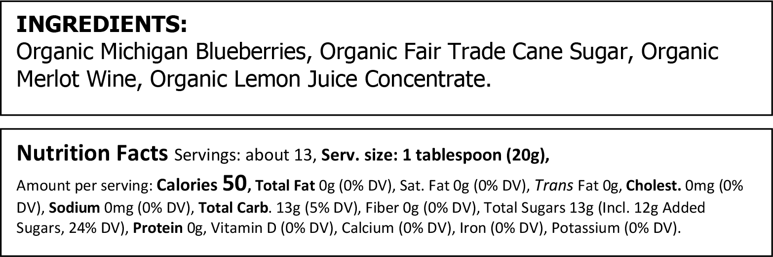 Organic Michigan Blueberry Merlot Preserves - Food For Thought