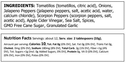 Truly Natural Green Scorpion Tomatillo Salsa - Food For Thought